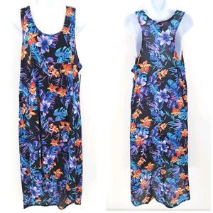Swimsuits For All Swimsuit Cover-Up Midi Wrap Dress Burnout Floral Racerback NWT